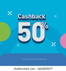 Cashbcak 50% Colorfull Background Design