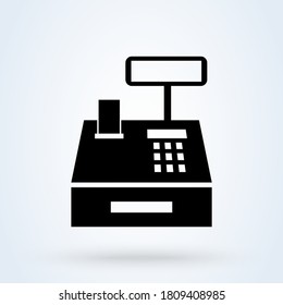 CashBox e icono de verificación. caja de efectivo de punto de venta de seguridad. ilustraciones vectoriales de los iconos del centro comercial para ui y ux, sitio web o aplicación móvil. Ilustración simple de diseño de iconos modernos.