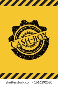 Cash-box grunge warning sign emblem. Vector Illustration. Detailed.