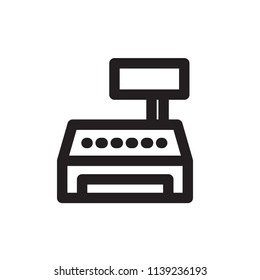 Cashbox machine minimal outline vector icon for web and mobile