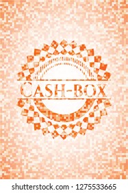 Cash-box orange mosaic emblem with background