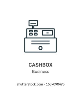 Cashbox outline vector icon. Thin line black cashbox icon, flat vector simple element illustration from editable business concept isolated stroke on white background