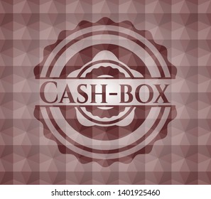 Cash-box red geometric pattern emblem. Seamless.