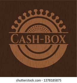 Cash-box retro style wooden emblem
