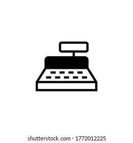 Icono vectorial de caja en glifo plano negro, estilo relleno aislado en fondo blanco