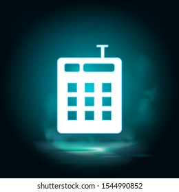 Cashbox vector icon. Lighting blue smoke neon icon