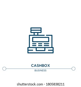 icono de línea vector cashbox. Ilustración de elemento simple. icono de esquema de caja de cashbox del concepto de negocio. Se puede usar para web y móvil
