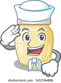 Cashew butter cartoon concept Sailor wearing hat