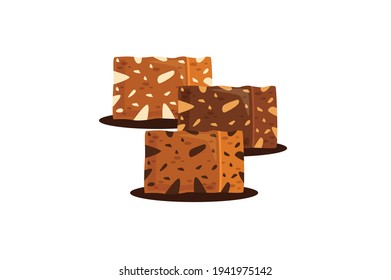CASHEW CARAMEL SHORTBREAD BARS vector illustration isolated on white background