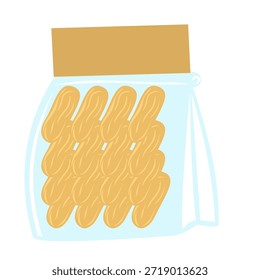 Ilustración plana de la bolsa de galletas de anacardos