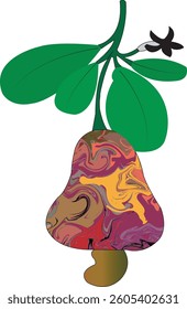 cashew fruit flat design vector illustration. cashew nut vector illustration in cartoon style. Organic food.
