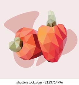 cashew fruit low poly fruit art