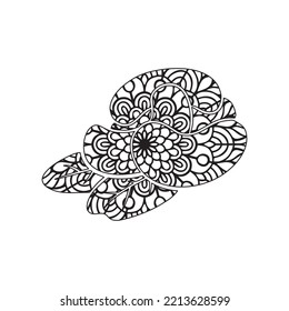 Cashew fruit mandala coloring page.  Vector and line art. Coloring page for adult boys and girls. Hand drawn vector illustration.