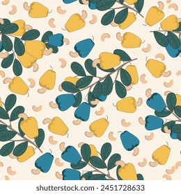 cashew fruit seamless pattern in vector
