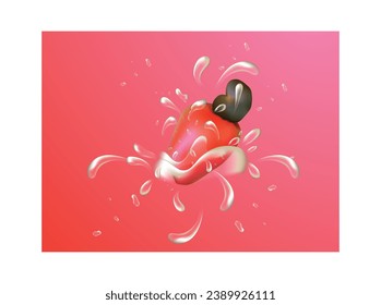 
cashew fruit with splash of juice