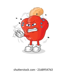 the cashew fruit swat fly character. cartoon mascot vector