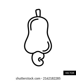 Cashew Frucht Vektorsymbol im Linienstil für Webdesign, App, UI einzeln auf weißem Hintergrund. Bearbeitbarer Strich. EPS10 Vektorgrafik.