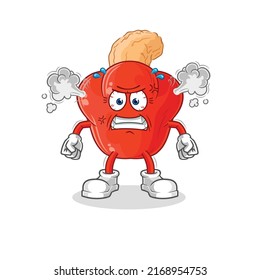 The Cashew Fruit Very Angry Mascot. Cartoon Vector