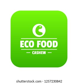 Cashew icon green vector isolated on white background