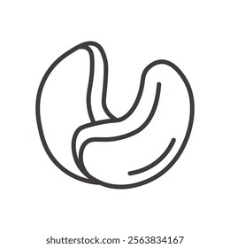 Cashew Icon Representing a Nut in Minimalist Black and White