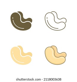 Juego de iconos de cajú. Símbolo de tuercas aisladas vectoriales sobre fondo blanco.