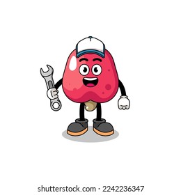 cashew illustration cartoon as a mechanic , character design