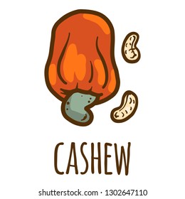 Cashew Logo Icon. Hand Drawn Illustration Of Cashew Logo Vector Icon For Web Design