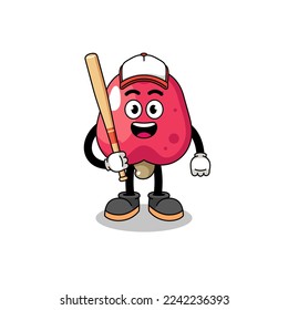 cashew mascot cartoon as a baseball player , character design