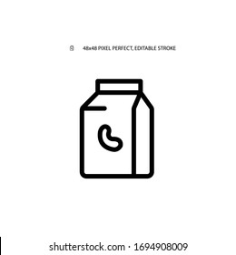 Cashew milk, alternative milk simple line icon vector illustration. Editable stroke. 48x48 Pixel Perfect.