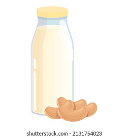 Cashew milk bottle icon cartoon vector. Vegetable drink. Vegan food