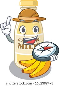 Leche de cajú experimentada Explorador utilizando una brújula