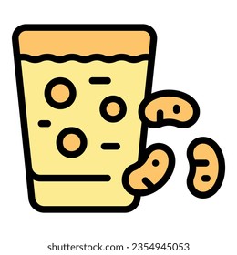 Cashew milk glass icon outline vector. Vegetable soy. Vegan drink color flat
