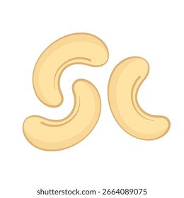 Cashew nut flat vector illustration clipart isolated on white background