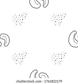 Cashew nut hand drawn vector seamless pattern. Outline monochrome texture made in doodle style.Fruit 
background for package, merch, wallpaper, menu and other design.