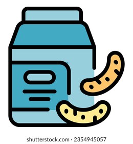 Cashew nut jar icon outline vector. Vegetable milk. Almond drink color flat