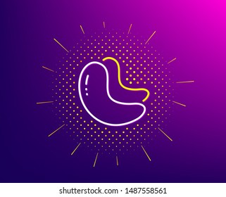 Cashew nut line icon. Halftone pattern. Tasty nuts sign. Vegan food symbol. Gradient background. Cashew nut line icon. Yellow halftone pattern. Vector