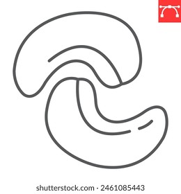 Icono de línea de nuez de anacardo, nueces y orgánico, ícono de Vector de anacardo, gráfica de Vector, signo de contorno de trazo editable, eps 10.