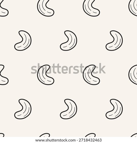 Cashew Nut Outline Seamless Pattern Vector Illustration on Gray Background
