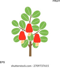 Cashew Nuss Baum Logo. Cashewnussbaum einzeln auf weißem Hintergrund