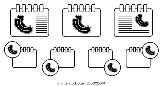 Icono vectorial de nuez de cajú en la ilustración de conjunto de calénder para ui y ux, sitio web o aplicación móvil