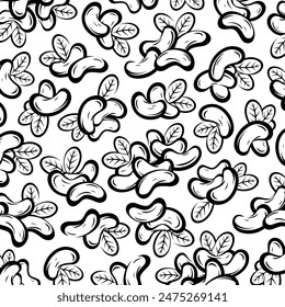 Cashew nuts background, pattern set. Collection cashew nuts icons. Vector