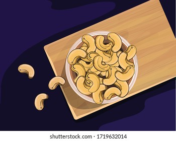 nueces de cajú con vector de ilustración del intestino