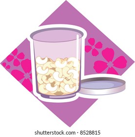 cashew nuts in a container	