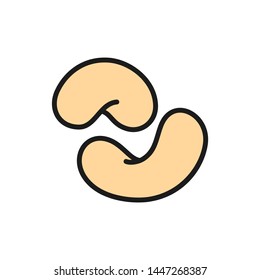 Cashew nuts flat color icon.