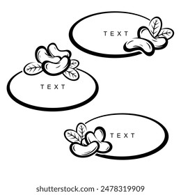 Cashew nuts frame set. Collection icons cashew nuts. Vector