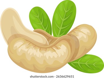 Cashew nuts with green leaves represent a healthy and organic food choice, ideal for vegan or vegetarian diets and promoting a natural lifestyle