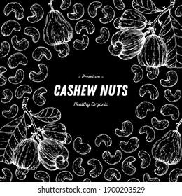 Cashew nuts hand drawn sketch. Nuts vector illustration. Organic healthy food. Great for packaging design. Engraved style. Black and white color.