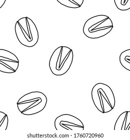 Cashew Nuts hand drawn vector seamless pattern. Outline monochrome texture made in doodle style.Fruit 
background for package, merch, wallpaper, menu and other design.