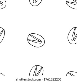 Cashew Nuts hand drawn vector seamless pattern. Outline monochrome texture made in doodle style.Fruit 
background for package, merch, wallpaper, menu and other design.