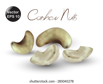 Cashew Nuts Illustration with gradient mesh. Isolated on white background.